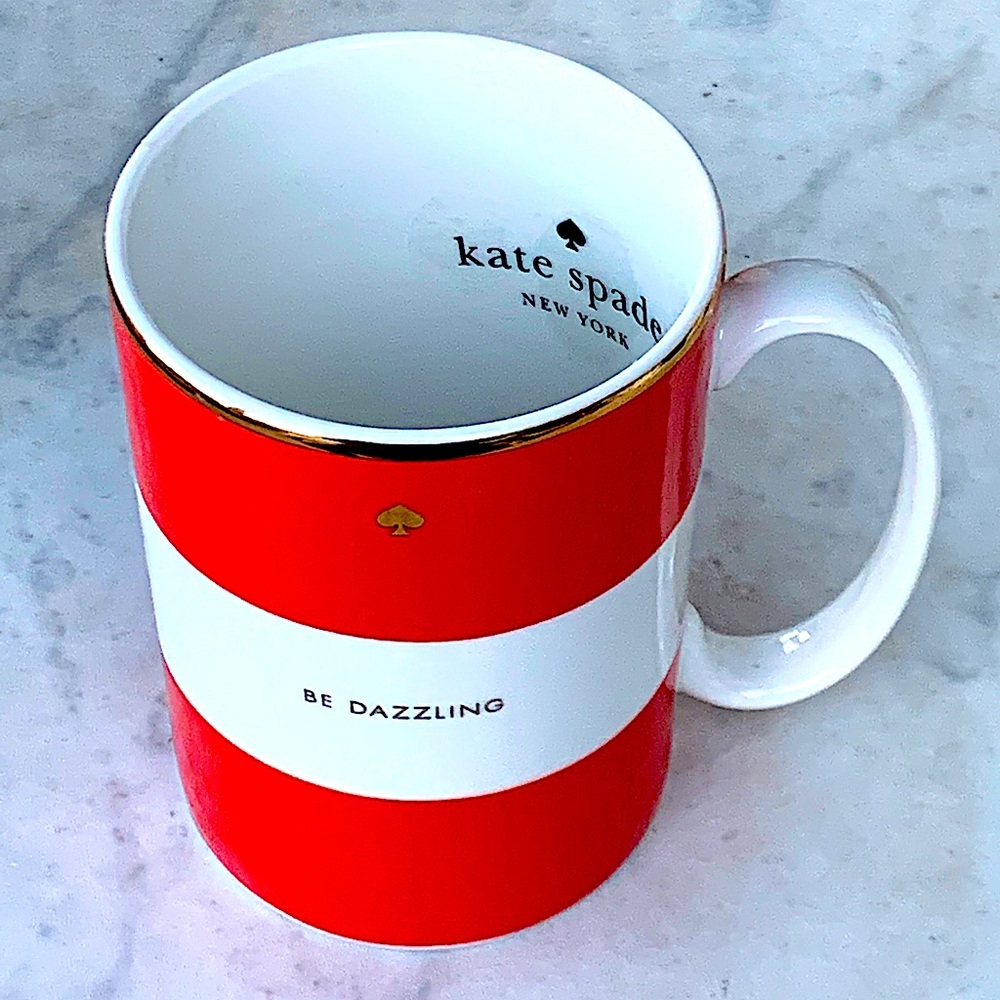 KATE SPADE NEW YORK BE DAZZLING MUG CUP LENOX RED STRIPE NEW